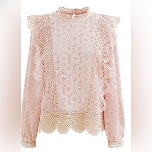 Pink Floral Lace Blouse